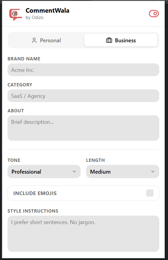 CommentWala AI LinkedIn Comment Generator Interface